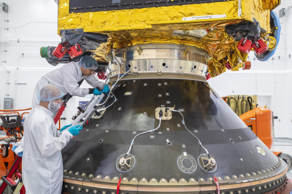 The Euclid space telescope being prepared for launch from Cape Canaveral, Florida.