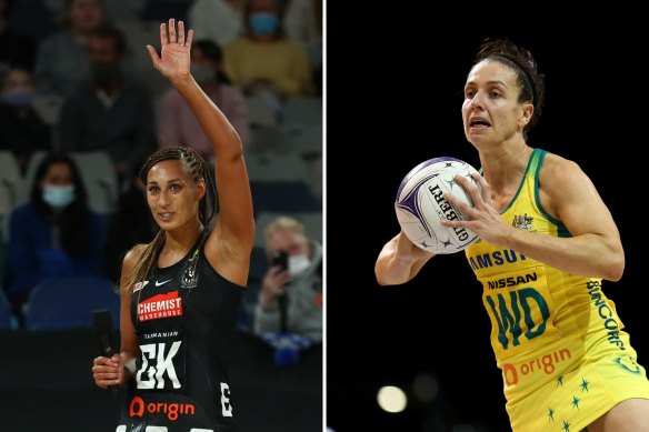 Geva Mentor (left) and Ash Brazill were co-captains four weeks ago, but it is likely the two will come head to head in the medal stages of the 2022 Commonwealth Games.