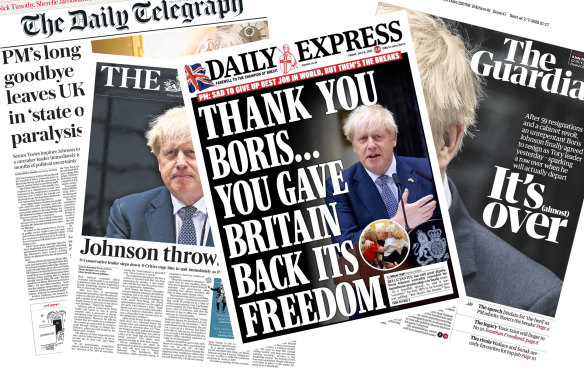 The front pages of Britain’s newspapers on Friday.