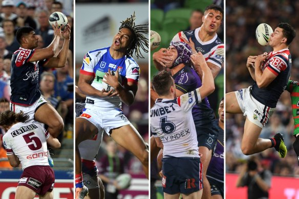 Aerial threats: Daniel Tupou, Dominic Young, Joseph Suaali’i and Joey Manu.