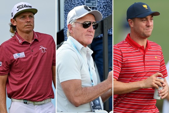 Cameron Smith, Greg Norman and Justin Thomas.