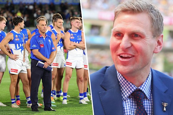 Former Port Adelaide player and pundit Kane Cornes (right). Alastair Clarkson and the Kangaroos.