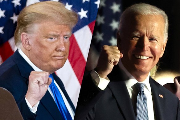 US President Donald Trump and Democrat Joe Biden on election night.