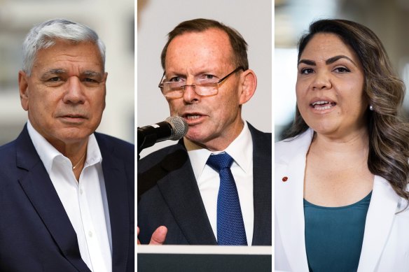 Nyunggai Warren Mundine (left) had the support of Tony Abbott and Jacinta Nampijinpa Price.