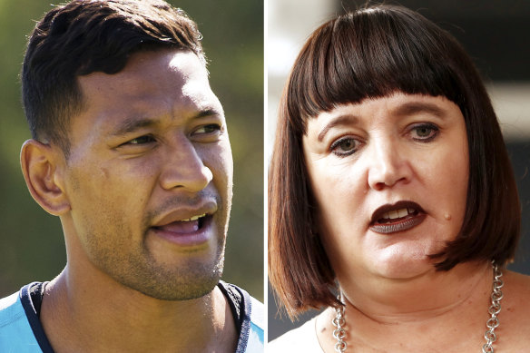 Israel Folau left rugby to play in the English rugby league competition. Raelene Castle is the Rugby Australia chief executive.