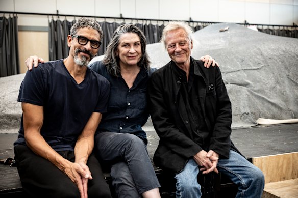 Markus Hamilton, Pamela Rabe and director Nick Schlieper collaborate in the STC’s production of Happy Days.