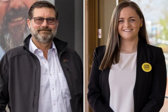 Liberal MP Bill Tilley (left) and his independent challenger Jacqui Hawkins. 