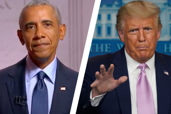 The court heard Donald Trump (right) appeared to have "considerable personal antipathy" towards Barrack Obama (left).