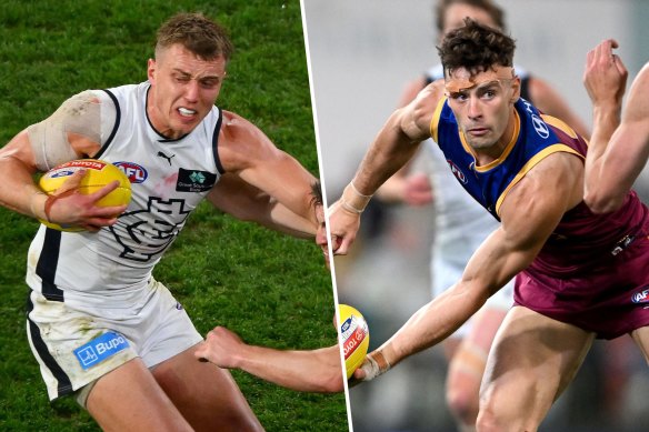 Carlton skipper Patrick Cripps and Brisbane recruit Josh Dunkley provide important midfield grunt for their respective teams.