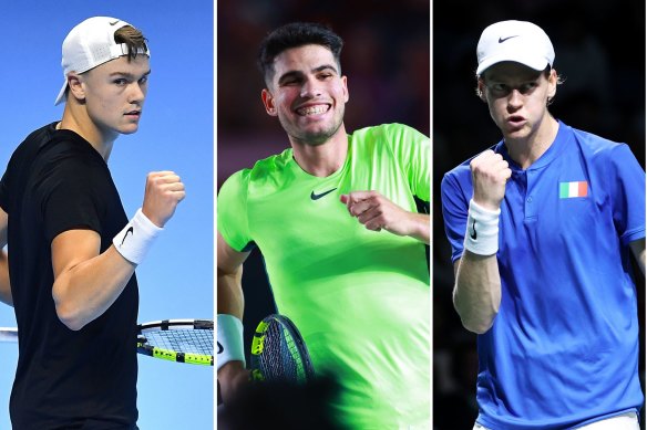 Holger Rune, Carlos Alcaraz and Jannik Sinner are the rising stars of world tennis who pose a major threat to Novak Djokovic’s ascendancy.