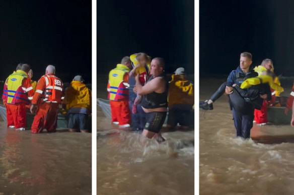Family rescued from floodwaters at Genaren Creek crossing, near Tullamore.