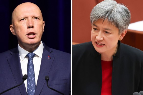 Opposition Leader Peter Dutton and Foreign Minister Penny Wong.