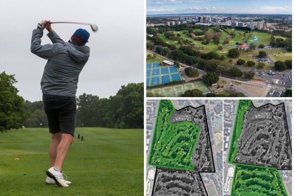 A golfer at Moore Park Golf Course. The City of Sydney is proposing to halve the course and turn the other half into parkland.