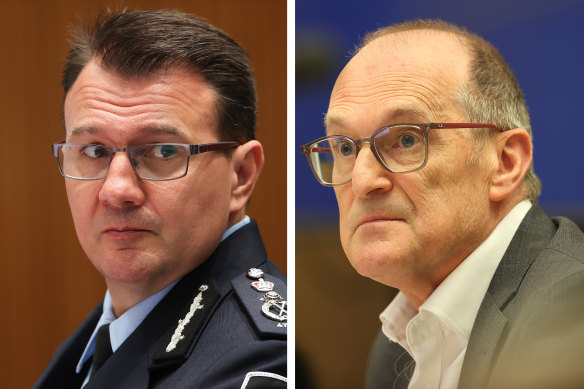 AFP commissioner Reece Kershaw and Philip Gaetjens, secretary of the Department of Prime Minister and Cabinet. 