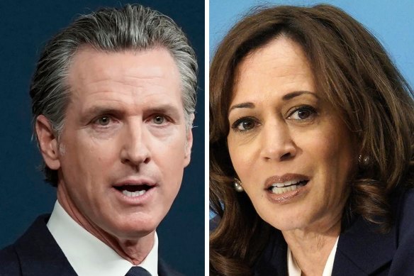 California Governor Gavin Newsom and US Vice President Kamala Harris.