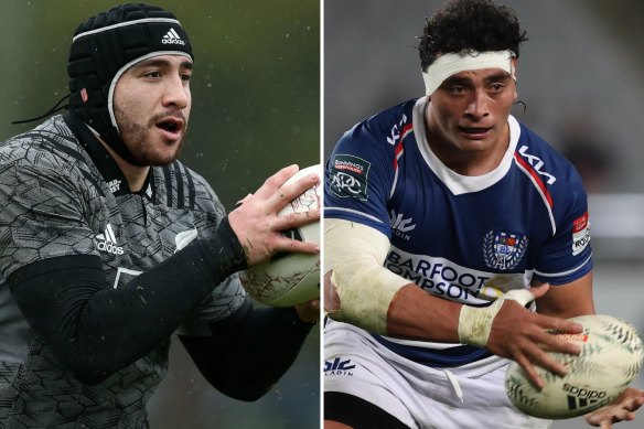 The Queensland Reds have signed New Zealand props Jeffery Toomaga-Allen (left) and Alex Hodgman (right).