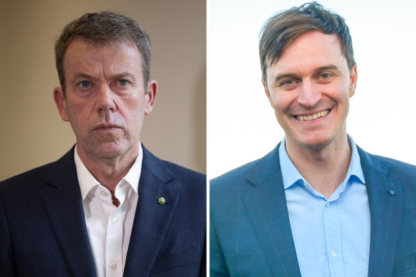 Liberal member for Wannon Dan Tehan (left) and independent candidate Alex Dyson.