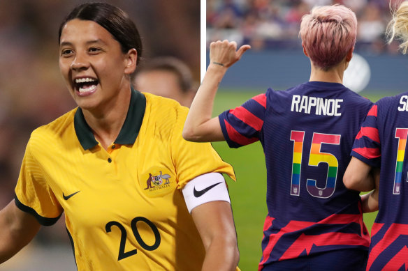 Soccer stars Sam Kerr and Megan Rapinoe. 