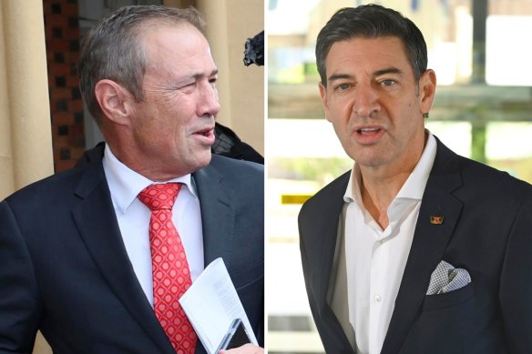 WA Premier Roger Cook, Perth Lord Mayor and Liberal candidate Basil Zempilas.