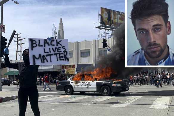 The rioting in LA and, inset, Lincoln Younes.
