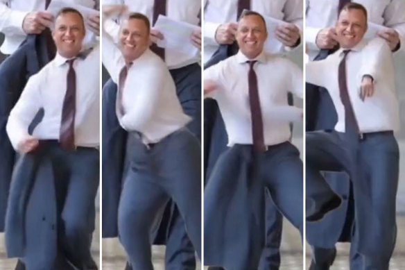 A 14-second LNP TikTok ad shows an AI-generated Steven Miles dancing to a hit song.