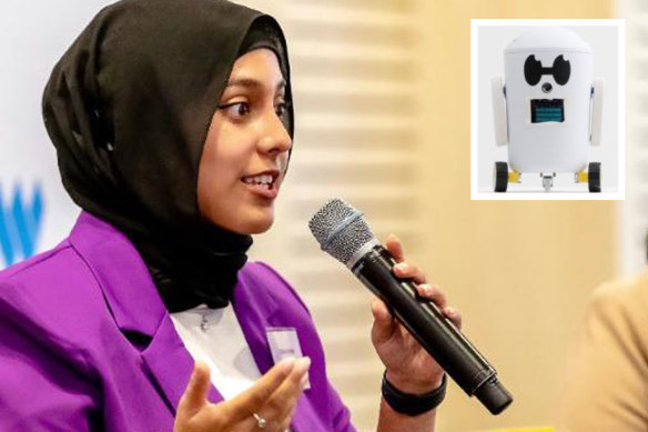 Daniya Syed and her Medibot invention.