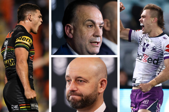 Clockwise from left: Nathan Cleary, Peter V'landys, Todd Greenberg and Ryan Papenhuyzen.
