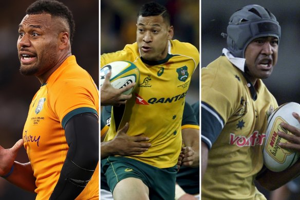 Samu Kerevi (left) and Toutai Kefu (right) are among those interviewed in the ABC’s Israel Folau documentary.