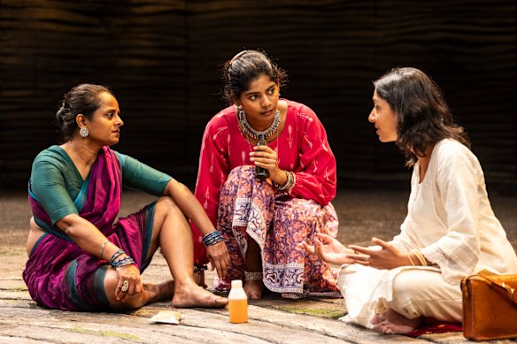 Nadie Kammallaweera, Radhika Mudaliyar and Vaishnavi Suryaprakash in The Wrong Gods.