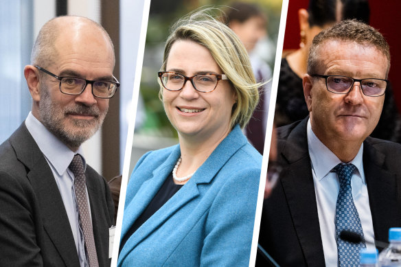 Senior public servants Paul Grimes in treasury, Georgina Harrisson in education and Rob Sharp in transport have all been sacked by the new Labor government in NSW.