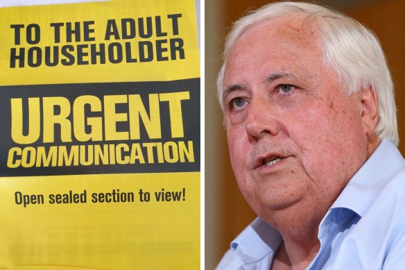 Clive Palmer’s anti-vaccination flyers have started landing in letterboxes in Broken Hill and Far West NSW.