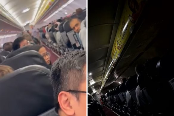 Passengers onboard the Air Asia flight before and after the blackout. 