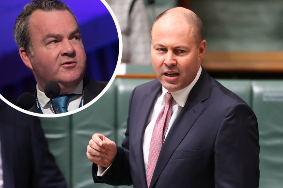 Treasurer Josh Frydenberg (right) will attempt to install Simon Frost, one of his closest advisers, into the Coalition’s senate ranks. 