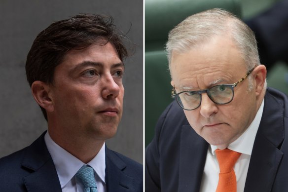Author Joe Aston and Prime Minister Anthony Albanese. 