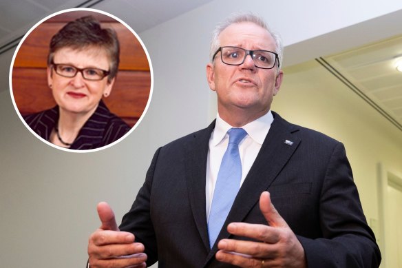 Former High Court judge Virginia Bell (inset) conducted the inquiry into Scott Morrison’s secret ministries.
