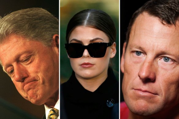 Caught red-handed: Bill Clinton, Belle Gibson and Lance Armstrong.