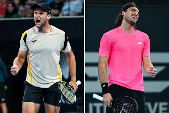 Australian Aleksandar Vukic beat Stefanos Tsitsipas of Greece in straight sets in Adelaide on Tuesday night.