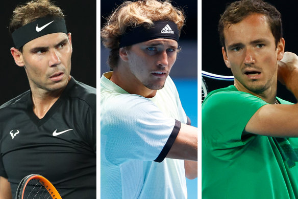 Rafael Nadal, Alex Zverev and Daniil Medvedev.