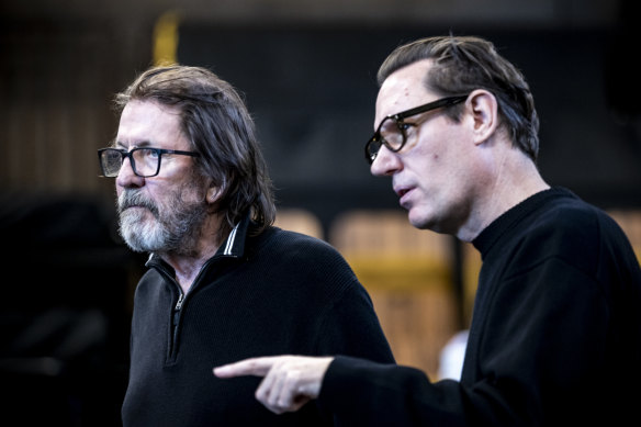 Menzies with director Peter Evans in rehearsal. “Robert is very humble, almost too humble.”