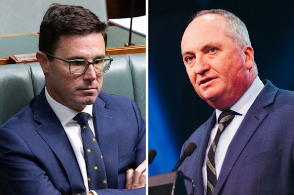 Nationals leader David Littleproud, former leader Barnaby Joyce.