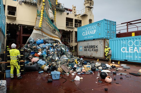 Not-for-profit Ocean Cleanup has been testing a fleet of vessels to trawl the oceans for plastic, including in the Great Pacific Garbage Patch.