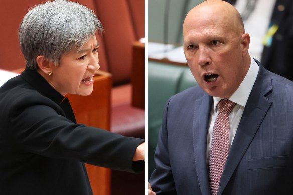 Peter Dutton and Penny Wong have traded barbs on Sky News. 