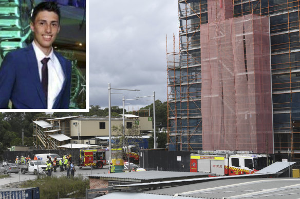 Christopher Cassaniti, 18, died after scaffolding collapsed at a Macquarie Park in April 2019.
