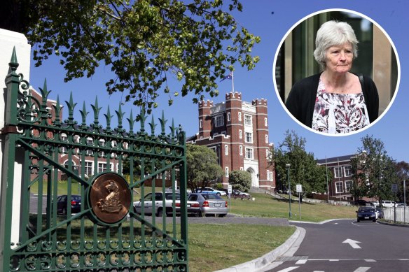 Former Melbourne High business manager Frances Walshe outside the County Court.