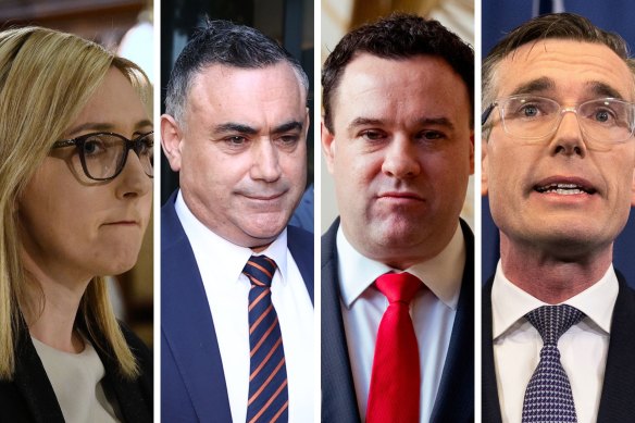 From left: Amy Brown, John Barilaro, Stuart Ayres and NSW Premier  Dominic Perrottet.