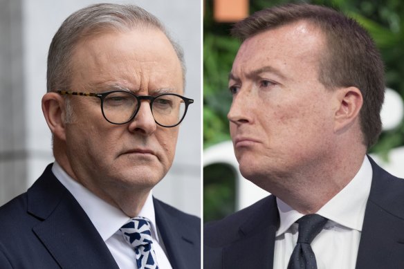 Business Council of Australia chief Bran Black (right) told Anthony Albanese corporate leaders think the country was taking steps backwards in areas such as industrial relations and tax. 