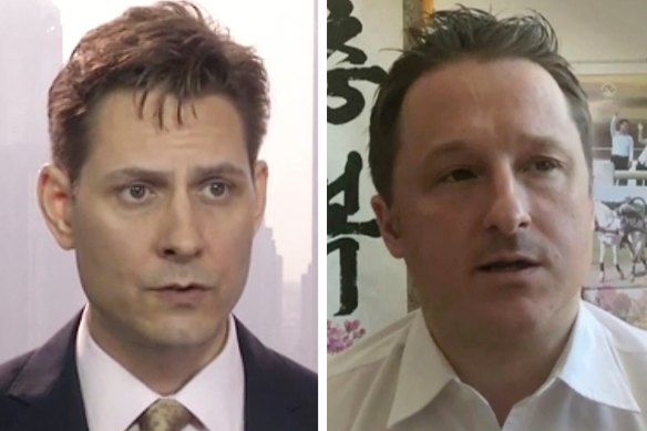 Accused of espionage: Canadian nationals Michael Kovrig, left, and Michael Spavor. 