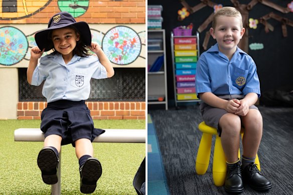 Four-year-old Arielle Katrib and five-year-old Spencer Paine are both starting school this week.