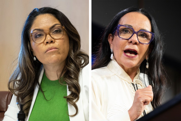 Coalition Indigenous Australians spokesowman Jacinta Nampijinpa Price (left) and Indigenous Australians Minister Linda Burney.