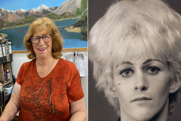 Jacquie Grant and her police mugshot taken when she was 15 years old.